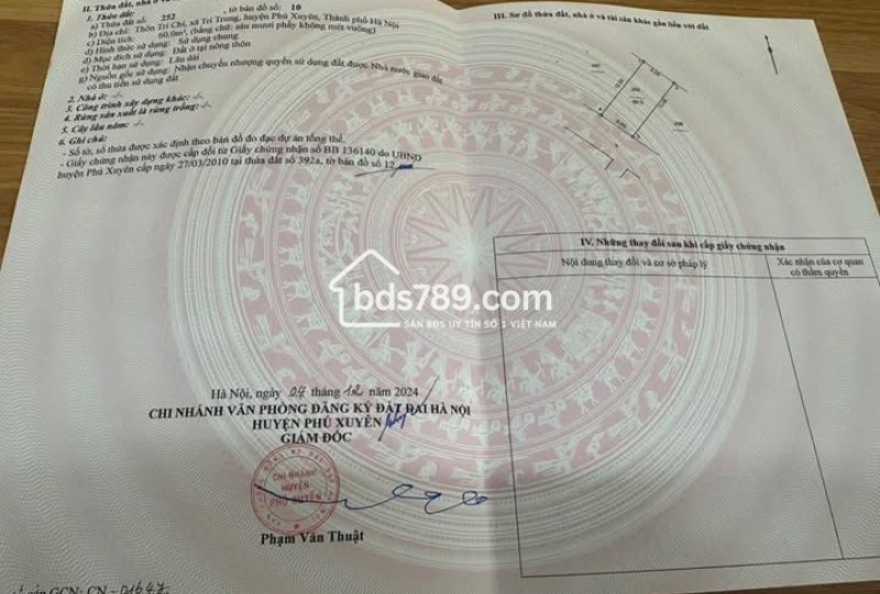 Bán Đất Mặt Đường Kinh Doanh Thôn Tri Chỉ, Phú Xuyên, Diện Tích 60m²