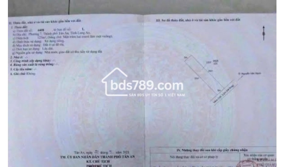 Chính Chủ Bán Lô Đất Thổ Cư - Mặt Tiền Hẻm 239 Nguyễn Văn Rành, P.7, TP. Tân An, Long An