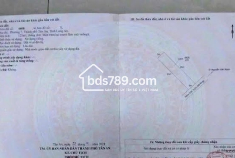Chính Chủ Bán Lô Đất Thổ Cư - Mặt Tiền Hẻm 239 Nguyễn Văn Rành, P.7, TP. Tân An, Long An
