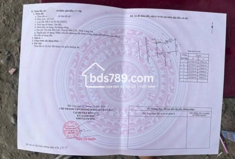 BÁN ĐẤT MẶT TIỀN BÀ CHÁNH THÂU - THỊ TRẤN BẾN LỨC