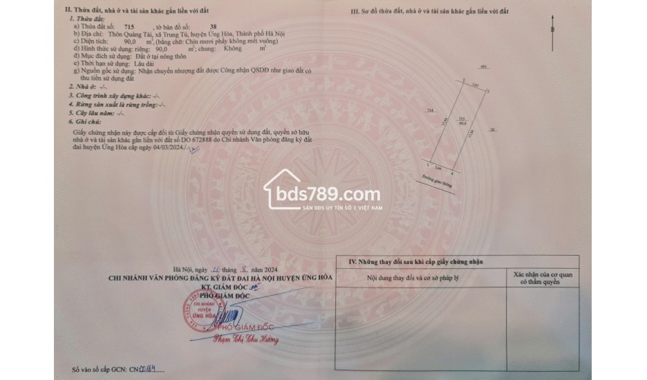Bán 2 lô đất tại Quảng Tái, Trung Tú, ứng Hòa, Hà Nội