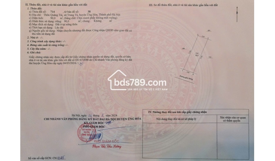 Bán 2 lô đất tại Quảng Tái, Trung Tú, ứng Hòa, Hà Nội