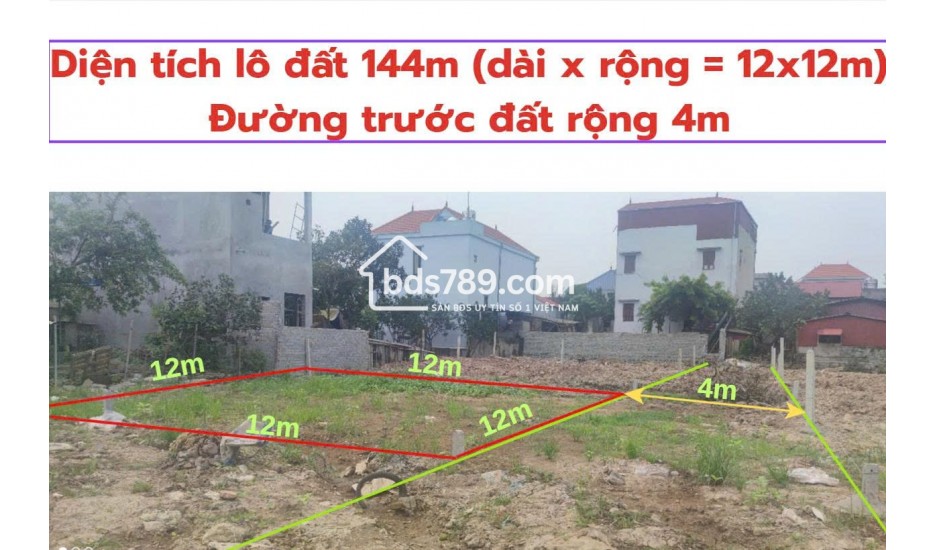 BÁN LÔ ĐẤT 144m – PHÁP LÝ RÕ RÀNG – OTO TẢI VÀO TẬN NƠI