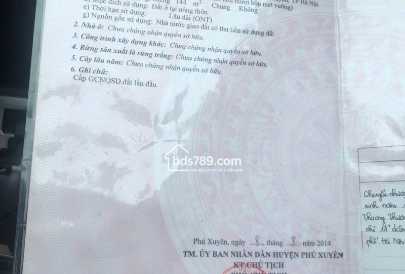 BÁN LÔ ĐẤT 144m – PHÁP LÝ RÕ RÀNG – OTO TẢI VÀO TẬN NƠI