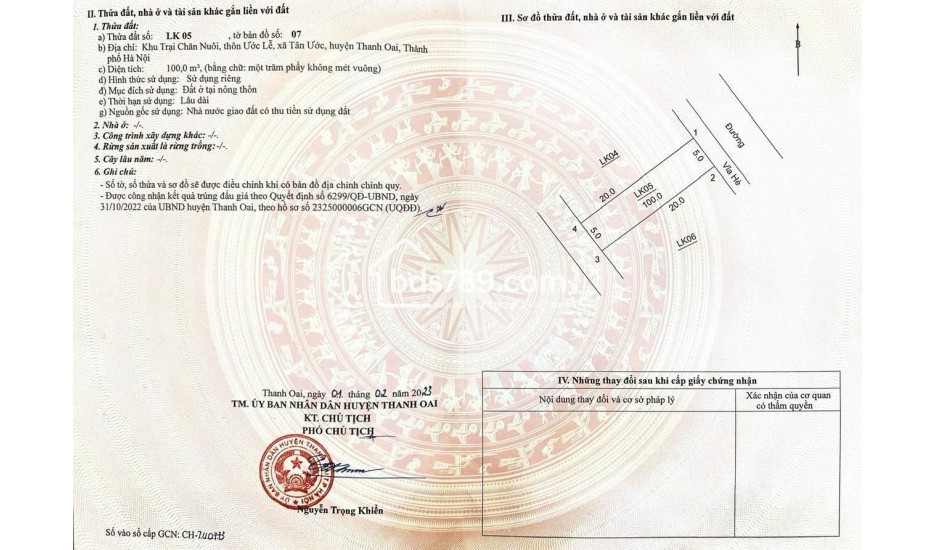 Bán đất khu đấu giá Trại Chăn Nuôi Dân Hòa Thanh Oai – hai mặt đường, gần Cienco5, giá 60 triệu mỗi mét