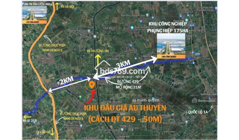 BÁN ĐẤT ĐẤU GIÁ ÂU THUYỀN – GẦN VIN OLYMPIC – SÁT ĐƯỜNG 429 – PHÚ XUYÊN