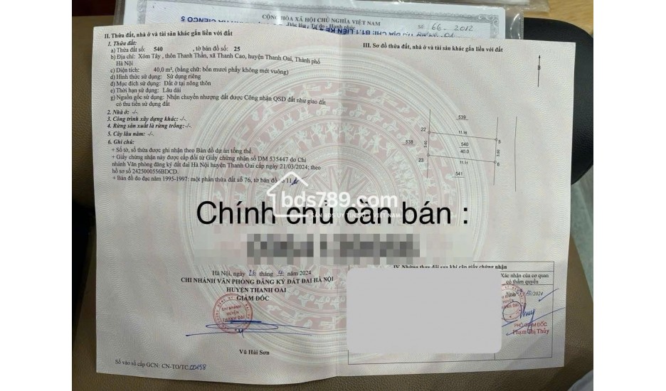 Cần bán lô đất tại Thanh Oai, vị trí thuận tiện di chuyển về Hà Đông.