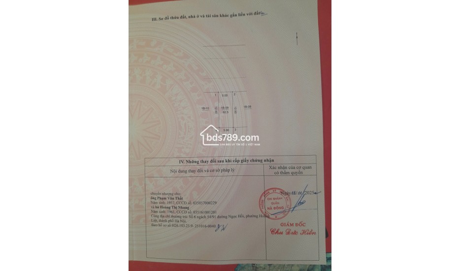 Cần bán lô đất đấu giá LK 1B – 09 tại khu đấu giá Hạ Khâu, Phú Lương, quận Hà Đông, Hà Nội.